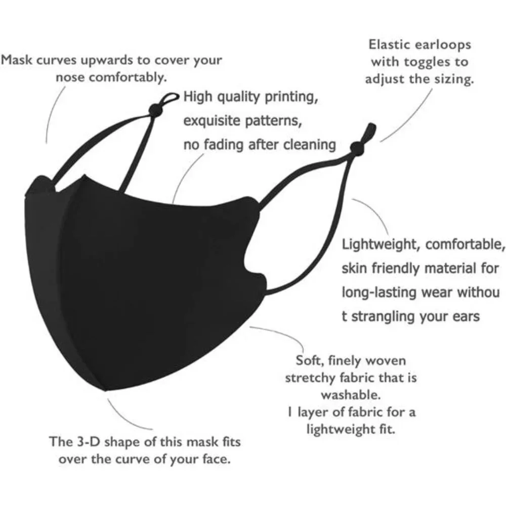 Washable Face Masks, Reusable, Ice Silk Cotton Cloth Masks